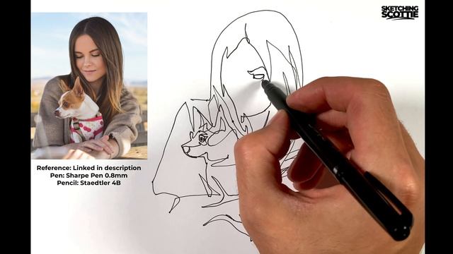 SKETCH WITH ME | Relaxing sketching exercise ✌️(one line drawing from a reference) смотреть онлайн