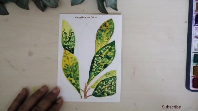 Watercolor Painting Of GOLD DUST CROTON PLANT \How To Paint Gold Dust Crotons | Croton Tutorial.