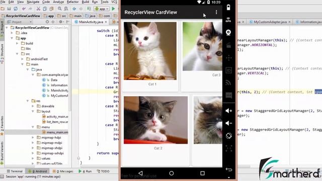 #209 Android RECYCLER VIEW : Linear, Grid and Staggered Layout Manager : Material Design - Part - 4 смотреть онлайн