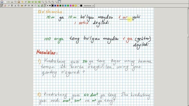 Yuzni o'lchash. Kvadratning yuzini topish. Geometriya 8-sinf. 25-dars смотреть онлайн