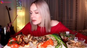 MUKBANG | Шашлык свинина, купаты, соусы, овощи гриль| Pork shashlik, kupaty,  grill не ASMR