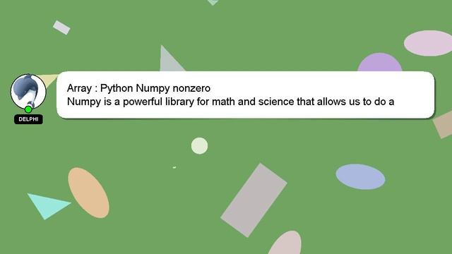 Array : Python Numpy nonzero смотреть онлайн