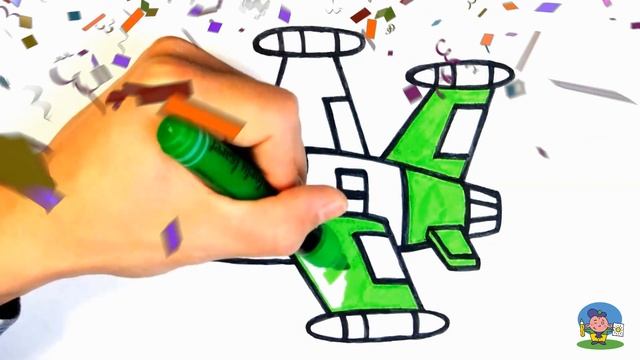 Как нарисовать РЕАКТИВНЫЙ САМОЛЕТ ребенку поэтапно. Раскраска САМОЛЁТ / How to draw a plane for kid смотреть онлайн