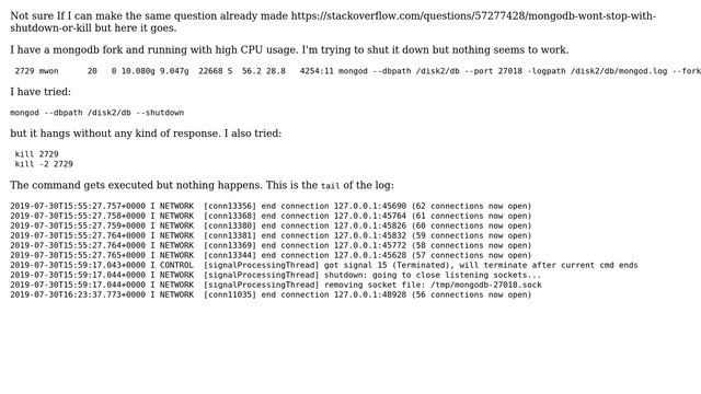 Databases: mongoDB won't stop with shutdown or kill смотреть онлайн