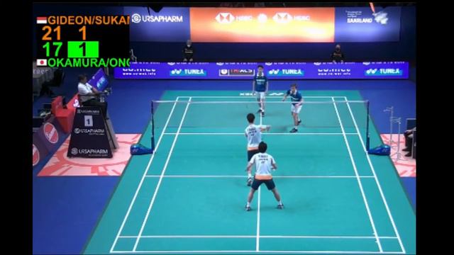 Marcus Fernaldi GIDEON+Kevin Sanjaya SUKAMULJO vs Hiroki OKAMURA+Masayuki ONODERA HYLO Open 2021R3 смотреть онлайн