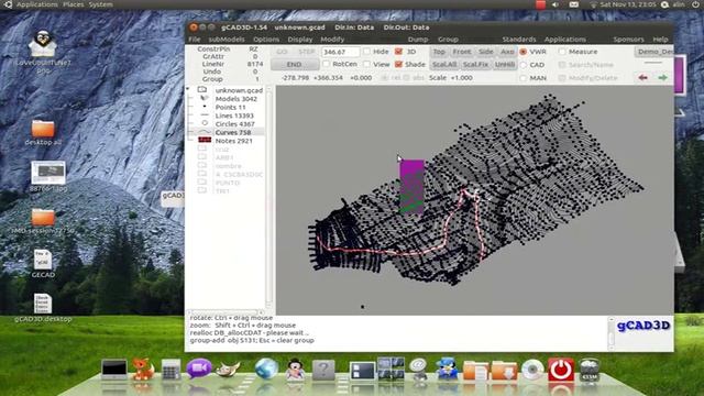 gCAD3D V1.54 freeware Ubuntu/Linux CAD application смотреть онлайн