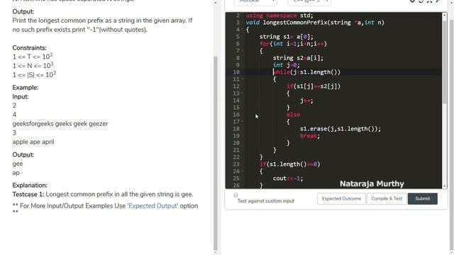Longest Common Prefix | Nataraja Murthy | Program #47 | Stay Home And Code #WithMe смотреть онлайн