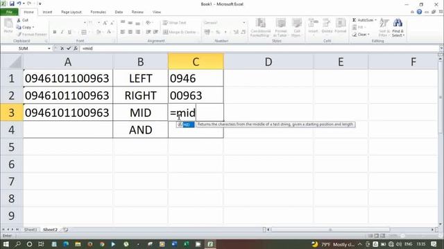 Separating text/character in excel/left/right/mid/and formula смотреть онлайн