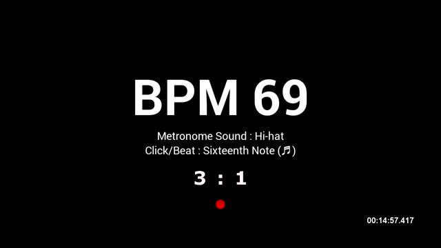 Metronome BPM 69 / Hi-hat / 16th (Half-opened) смотреть онлайн