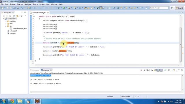 How to check an object exists or not in the vector? | Java Collection Framework смотреть онлайн