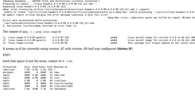 Ubuntu: apt-get -f install No space left on device (Ubuntu 14.04) смотреть онлайн