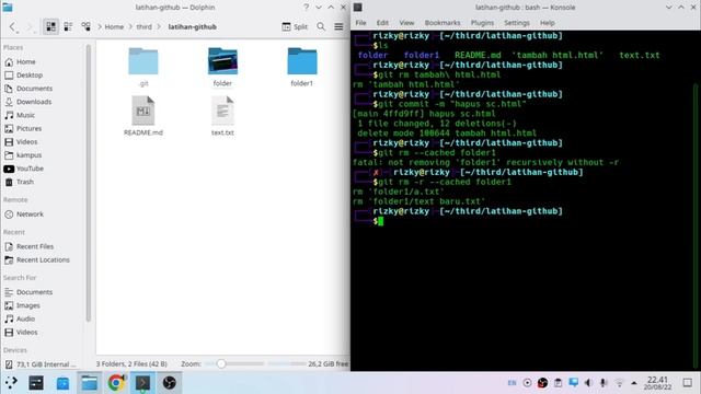 Cara Menghapus File Di Project Repository Github Dengan Git Melalui CLI/Terminal Linux смотреть онлайн