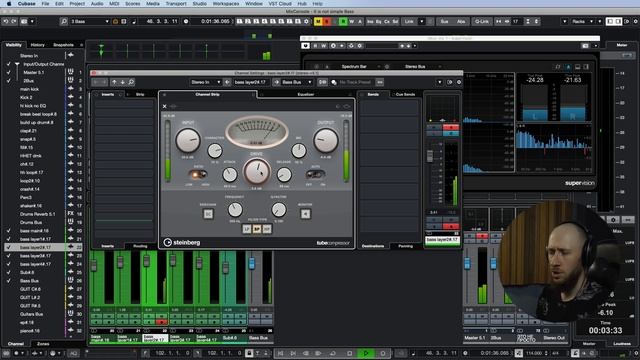 Бас и суб-бас. Сведение и мастеринг в Cubase Pro (Видео 4)