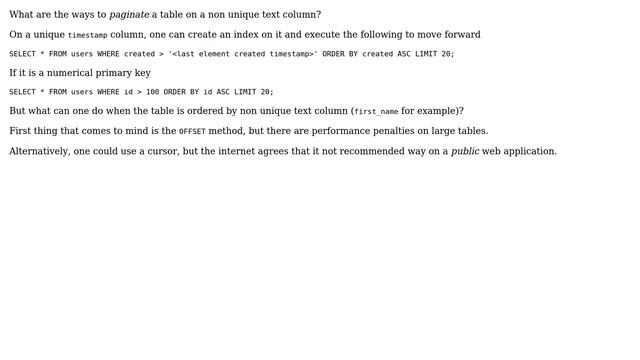 Databases: Pagination while sorting a non unique text column смотреть онлайн