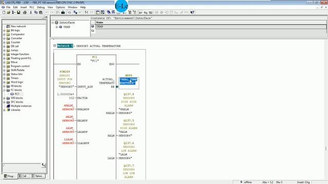 PLC S7-300 connect with Pt-100 temperature sensors FBD Language смотреть онлайн
