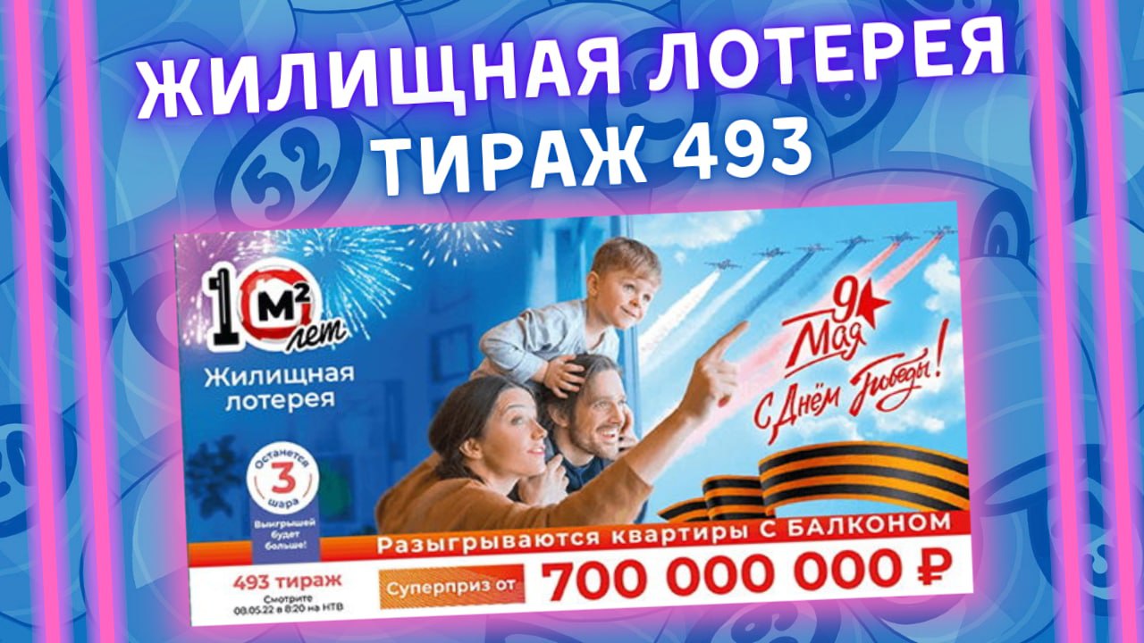 Жилищная лотерея 493 тираж от 08 мая, Проверить билет, Столото, С Днём Победы !!! смотреть онлайн