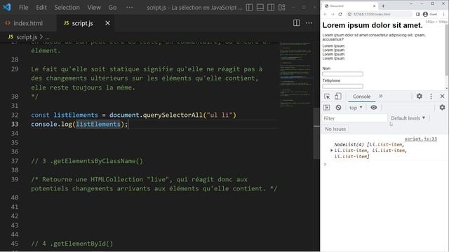 La sélection d'élements en JavaScript. смотреть онлайн