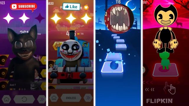 CARTOON CAT Vs Thomas The Train exe Vs Train Eater Vs Bendy - Tiles Hop EDM Rush! смотреть онлайн