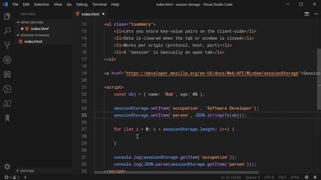 How to Use Session Storage - JavaScript Tutorial For Beginners смотреть онлайн