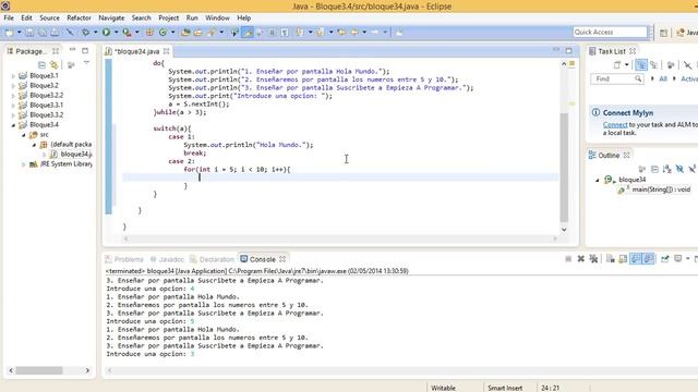 Bloque Java 3.4: Ejemplo Menu Bucle Do While смотреть онлайн