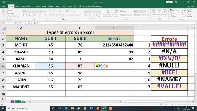 Excel Errors and Solutions |MS Excel | | Hindi | смотреть онлайн