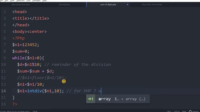 Sum of all digits of a number in PHP by extracting digits and by using sticky form смотреть онлайн