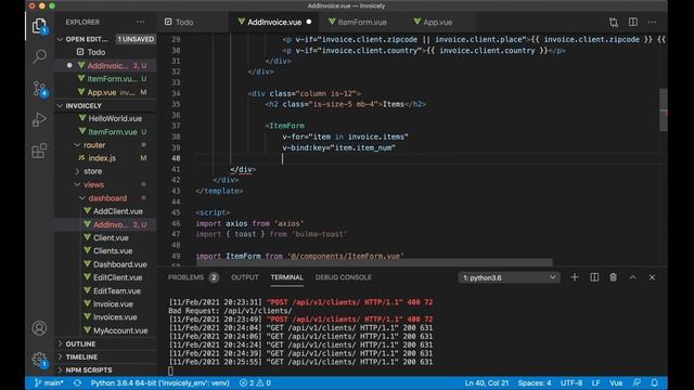 Invoice Web App - Django and Vue Tutorial Part 6 - Django Rest Framework and Vue CLI смотреть онлайн