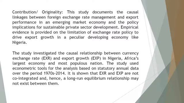 Econometric Analysis of Exchange Rate and Export Performance in a Developing Economy AEFR 74 334 34 смотреть онлайн