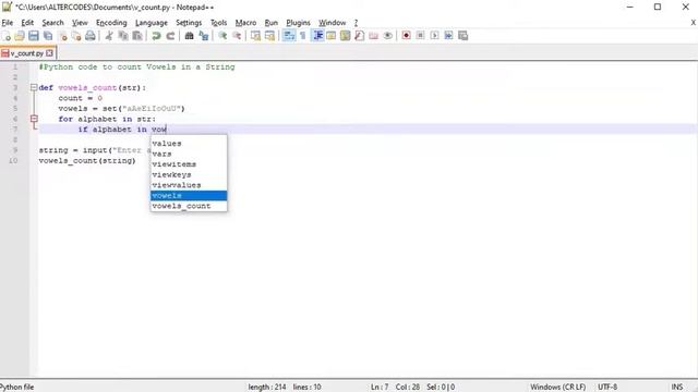 Count Vowels in a given String | Python смотреть онлайн