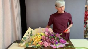 РАСКИДИСТЫЙ БУКЕТ. СБОРКА И УПАКОВКА.