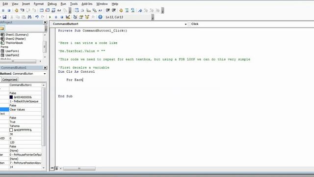 Excel VBA clear all Text box values using For Loop смотреть онлайн