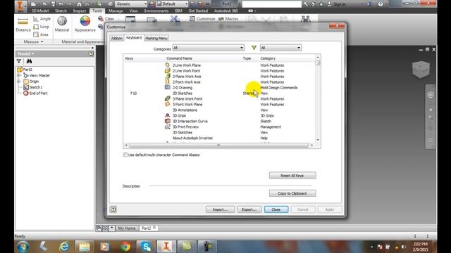 Inventor 01-16 Customizing Hotkeys
