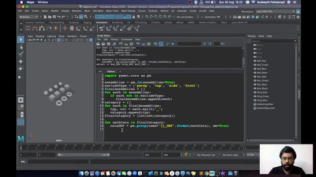 Organize objects to Groups in Maya using Python смотреть онлайн