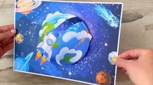 Поделка Ракета ко Дню Космонавтики, космос аппликации из бумаги с шаблонами для детей в школу, сад