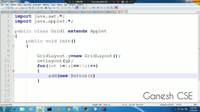 Java programming : GRIDLAYOUT in java Applet смотреть онлайн