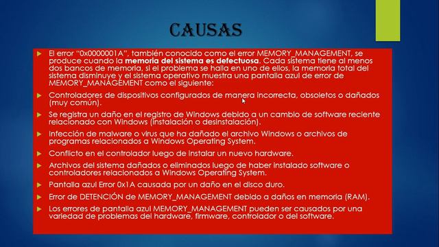 ERROR DE MEMORY MANAGEMENT