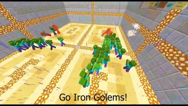 Minecraft - 50 Zombies VS 2 Iron Golems