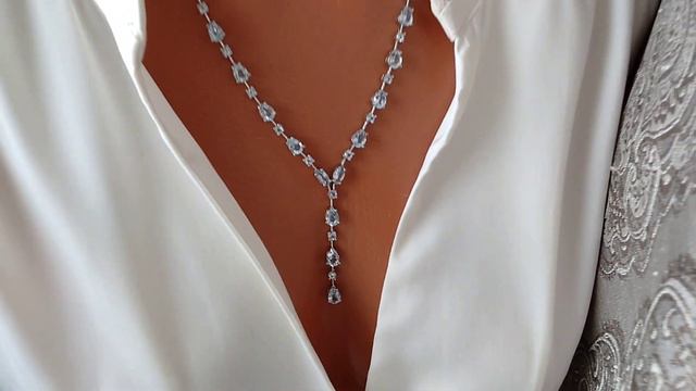 Капли росы в Серебре 💙🌊💙 Нежная парюра с Топазами Скай Блю 🌊💙👑 смотреть онлайн