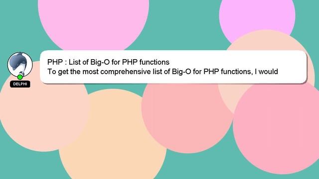 PHP : List of Big-O for PHP functions смотреть онлайн
