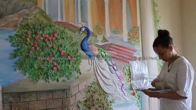 Барельеф с росписью в интерьере гостинной. Барельеф пейзаж с павлином смотреть онлайн