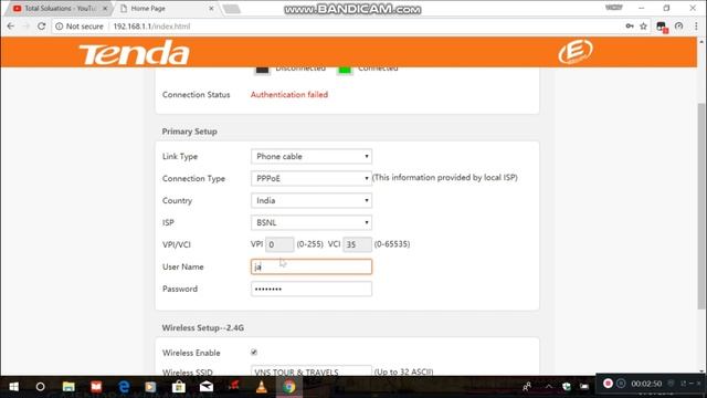 How To Configure Tenda D151 ADSLMODEM ROUTER With BSNL