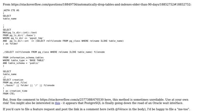 Databases: Is it possible to tell when databases, schemas and tables were created in Postgres? смотреть онлайн
