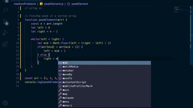 Find peak element in sorted array - Javascript смотреть онлайн