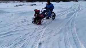 покатушки на мотоблоке с самодельным адаптером