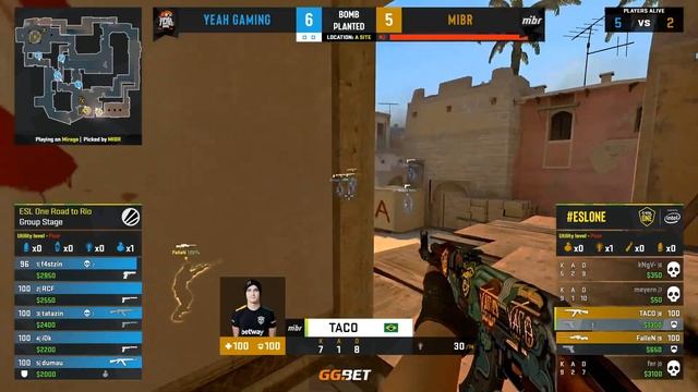 FalleN 1v5 clutch ACE vs Yeah [ ESL One Road to Rio - North America ] смотреть онлайн