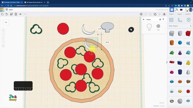 123)  Pizza Pizza - Tinkerfood | How to 3D modeling with Tinkercad