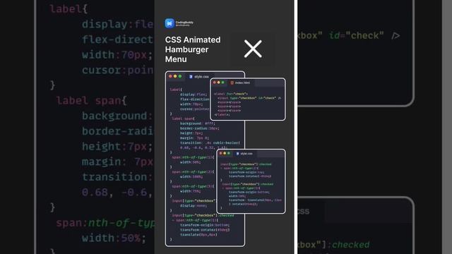 CSS Animated Hamburger ? Menu #csstricks #htmlcss #coding #html #css смотреть онлайн