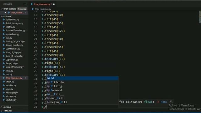 Draw Thor Hammer| Full Python code ||Python Turtle смотреть онлайн