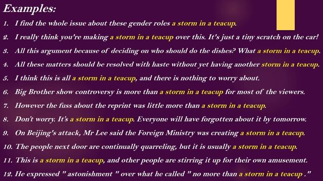 Idiom: A storm in a teacup Meaning and Example Sentences смотреть онлайн