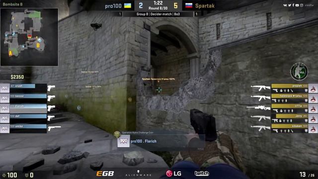 Vac момент Flarich из pro100 в рамках игры pro100 vs Spartak, map 2 nuke смотреть онлайн